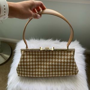 Jones New York Tan & Cream Houndstooth Shoulder Clutch